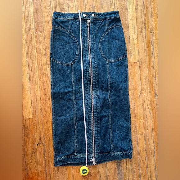 NWT Eckhaus Latta Blue Zip Denim Midi Skirt - Picture 7 of 8